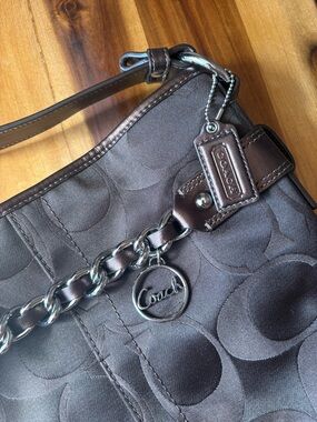 NWT COACH Y2K Signature Optic Chain Bag Dark Brown / Metallic Bronze